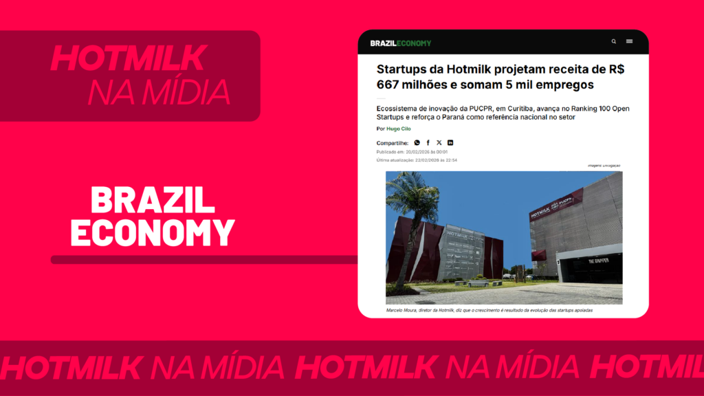 Imagem de divulgação de reportagem da Brazil Economy sobre a Hotmilk. Na imagem a chamada Hotmilk na Midia e o texto Brazil Economy