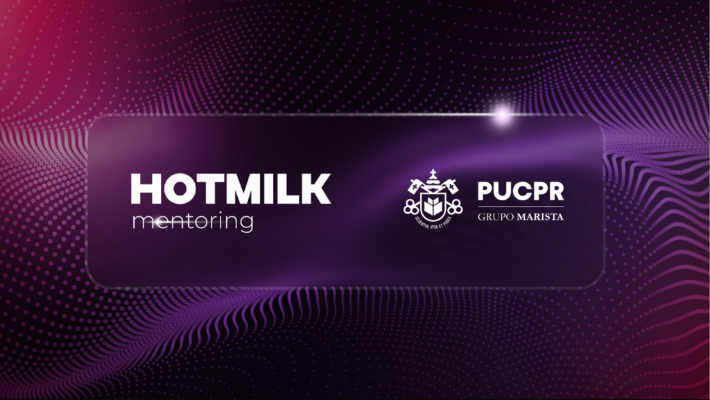 Capa com fundo roxo com o texto HOTMILK Mentoring